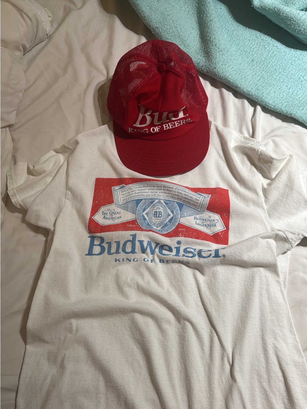 Vintage Budweiser hat and t shirt